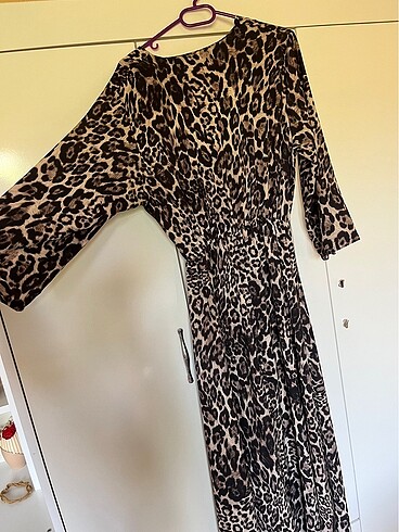 m Beden Leopar elbise