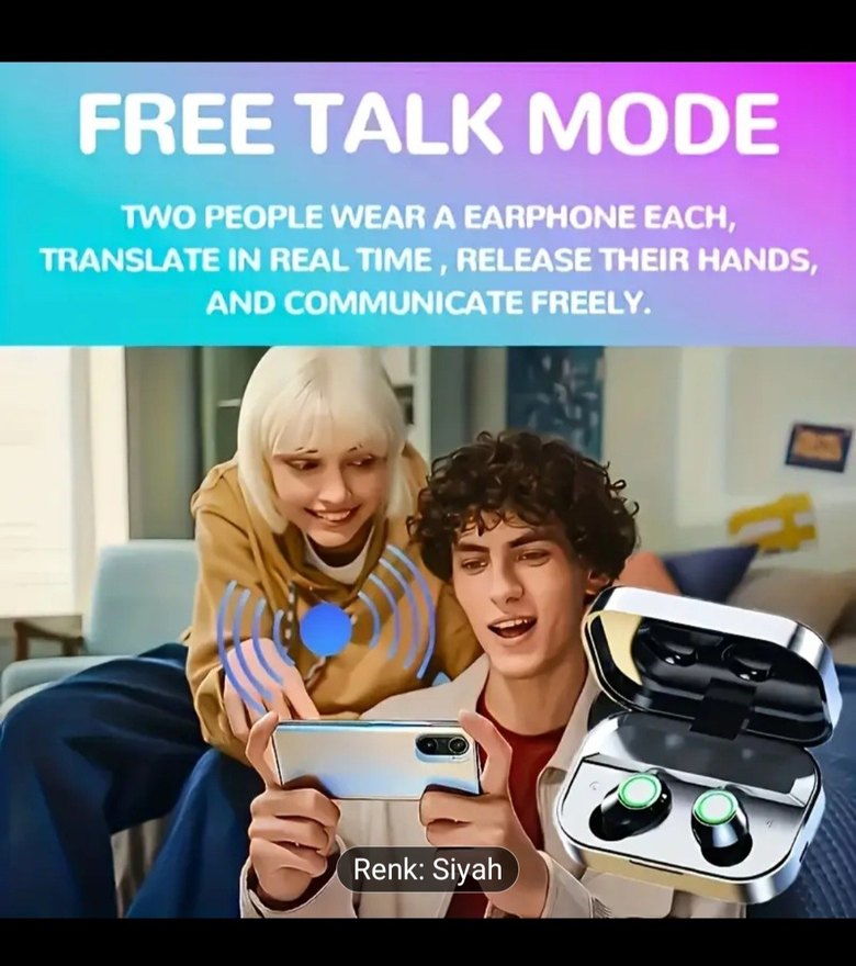 çeviri yapabilen Taşınabilir Gerçek Kablosuz Kulaklık - Görsel 3