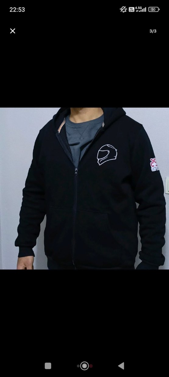 Siyah Motorcu Desenli Reflektörlü Fermuarlı Sweatshirt - Görsel 5