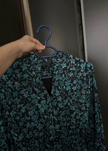 Uzun Kollu Turkuaz Pilili Bohem Tunik - Görsel 3