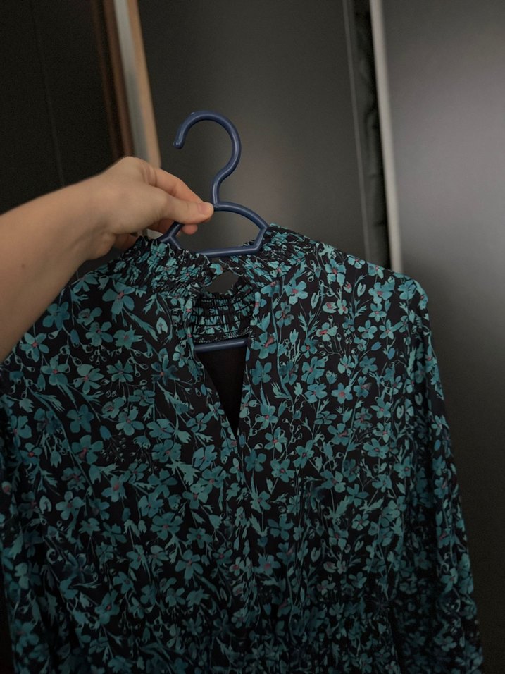 Uzun Kollu Turkuaz Pilili Bohem Tunik - Görsel 3