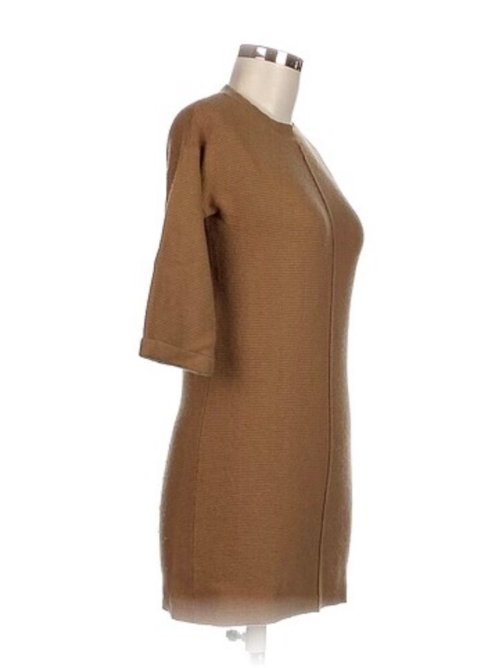 Bej Kadın Uzun Kollu Triko Elbise - Görsel 2