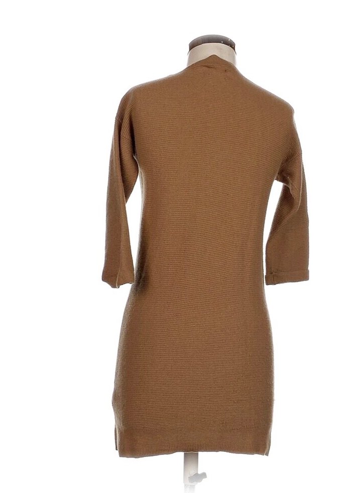 Bej Kadın Uzun Kollu Triko Elbise - Görsel 3