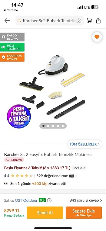 Karcher sc2 buharlı temizleyici