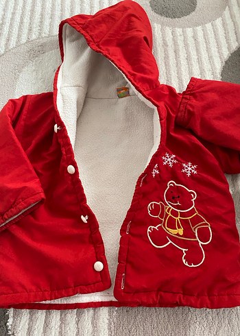 Kırmızı Kapüşonlu Bebek Montu - Görsel 4