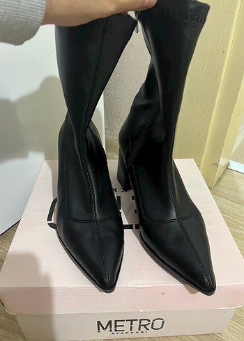 Siyah Deri Stiletto Topuklu Kadın Bot #bot 39 NO 1 2 defa giydim - Görsel 4