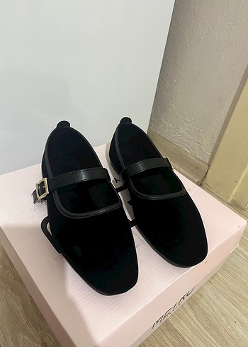 Kadife Siyah Tokalı Kadın Blok Babet #babet 38 NO AZ KULLANILDI - Görsel 2