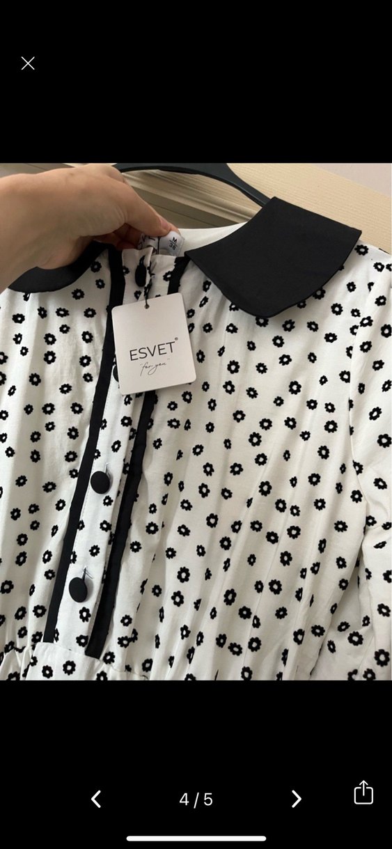 Uzun Beyaz Puantiyeli Elbise M L UYUMLUDUR YENİ ETİKETLİ - Görsel 2