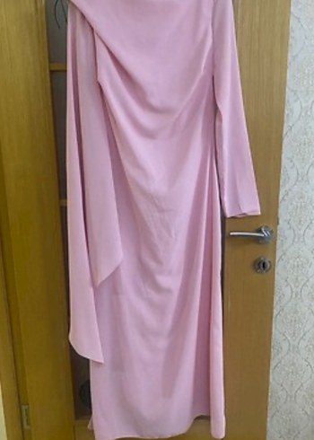 Pembe Uzun Kollu Drapeli Elbise #tesettürabiye - Görsel 6