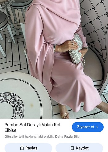 Pembe Uzun Kollu Drapeli Elbise #tesettürabiye - Görsel 4