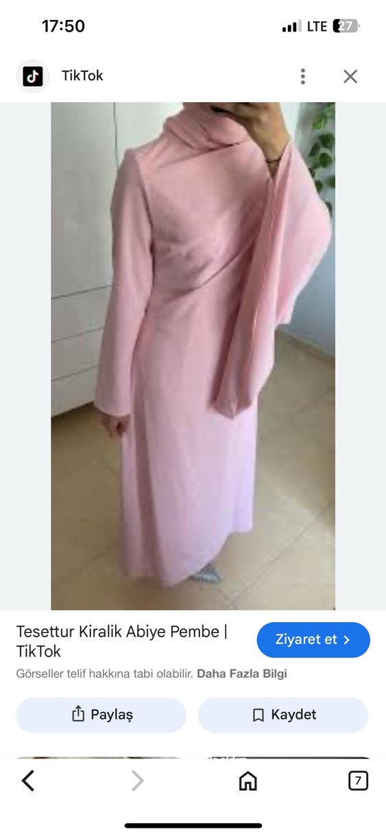 Pembe Uzun Kollu Drapeli Elbise #tesettürabiye - Görsel 3