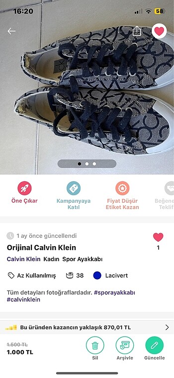 38 Beden lacivert Renk Orjinal Spor Ayakkabısı