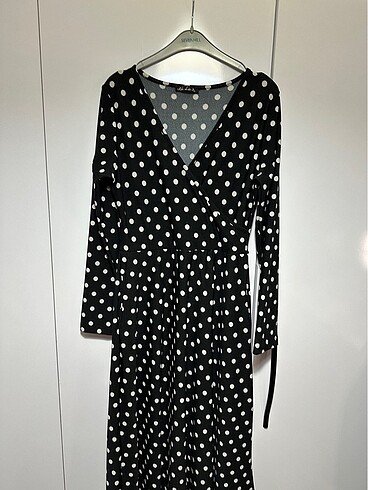 Puantiyeli midi boy elbise - Görsel 2