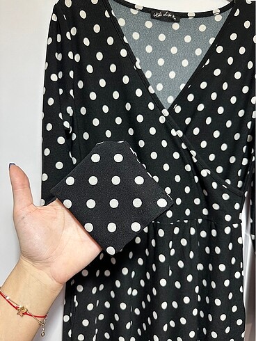 Puantiyeli midi boy elbise - Görsel 4