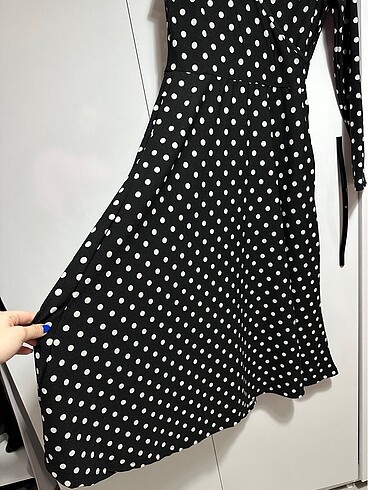 Puantiyeli midi boy elbise - Görsel 6