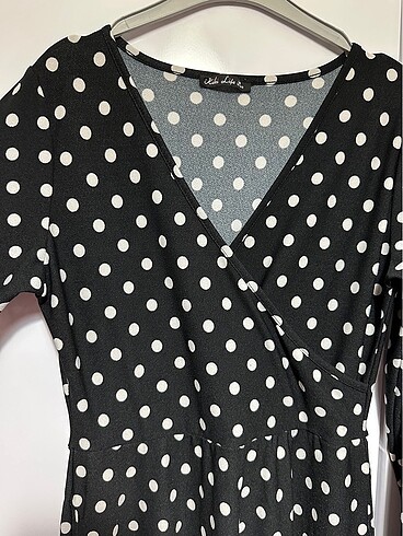 Puantiyeli midi boy elbise - Görsel 3