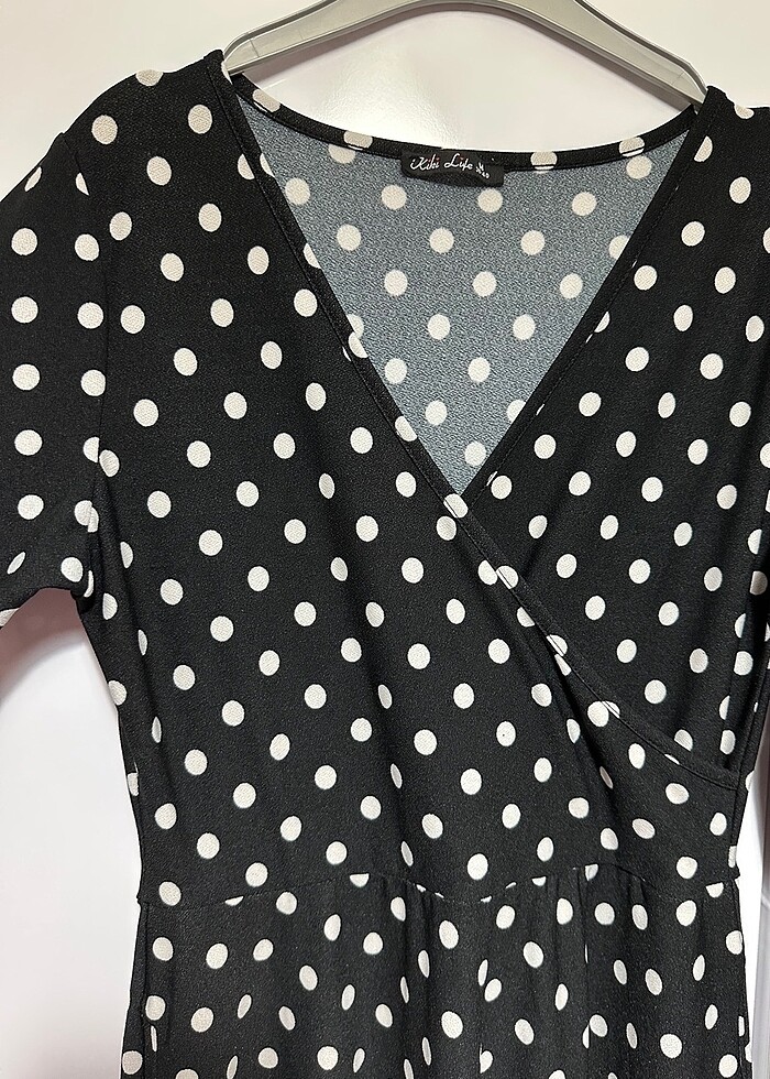 Puantiyeli midi boy elbise - Görsel 3