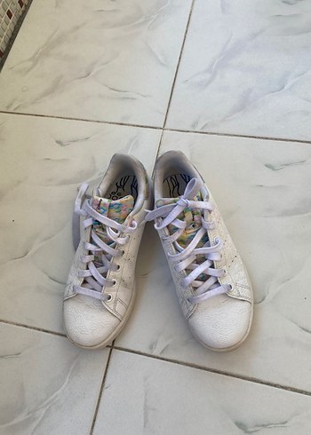 36 Beden Beyaz Tie-Dye Kadın Spor Ayakkabı Platform Topuk