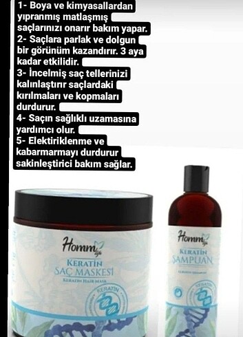 Homm bitkisel keratin maske