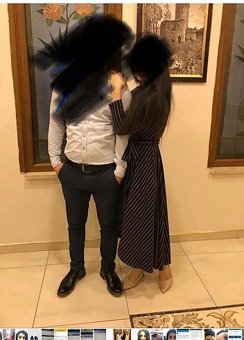 m Beden mor Renk Uzun kuşaklı çizgili elbise