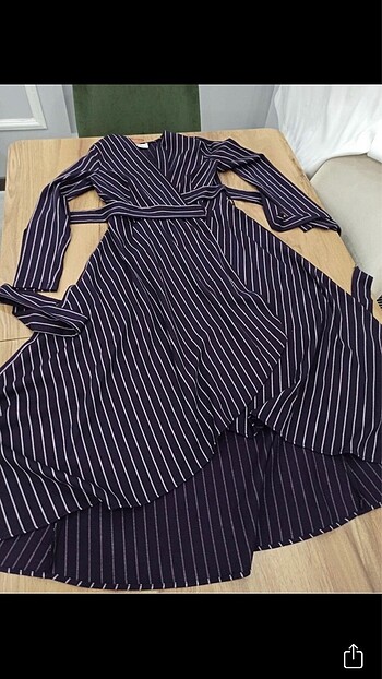 Zara Uzun kuşaklı çizgili elbise