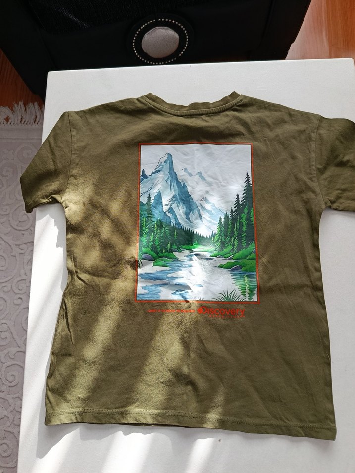 Erkek Haki Pamuklu Baskılı Tişört - Görsel 2