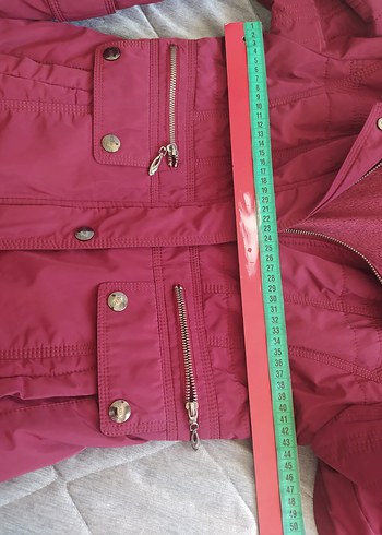 Bordo Fermuarlı Kadın Midi Ceket - Görsel 4