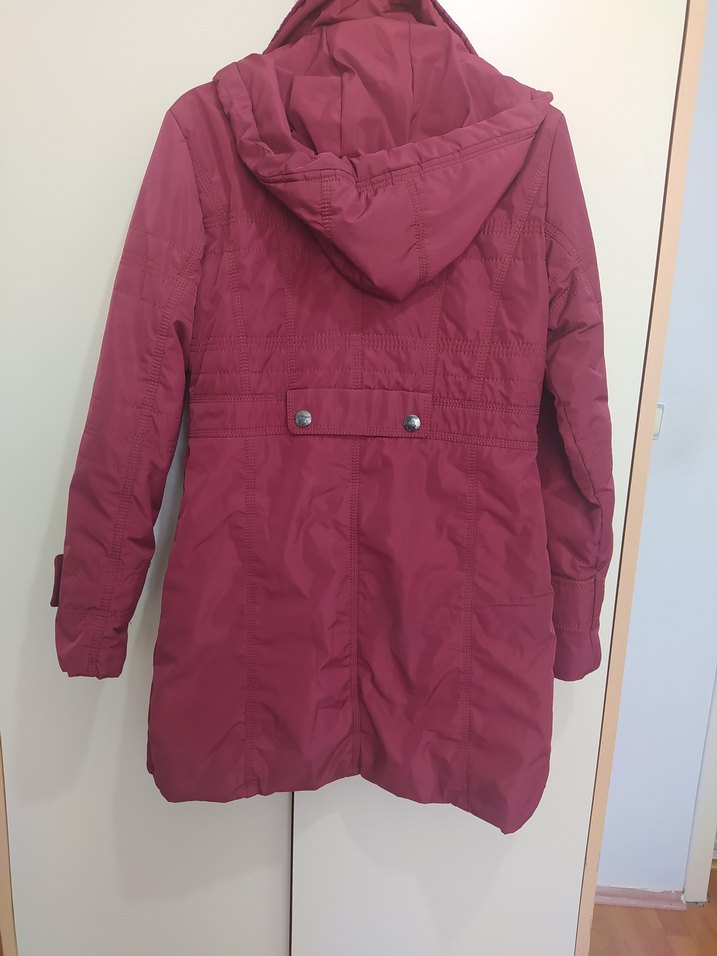 Bordo Fermuarlı Kadın Midi Ceket - Görsel 2