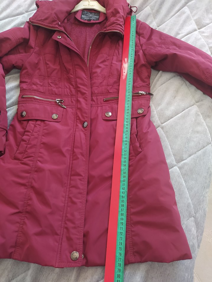 Bordo Fermuarlı Kadın Midi Ceket - Görsel 5