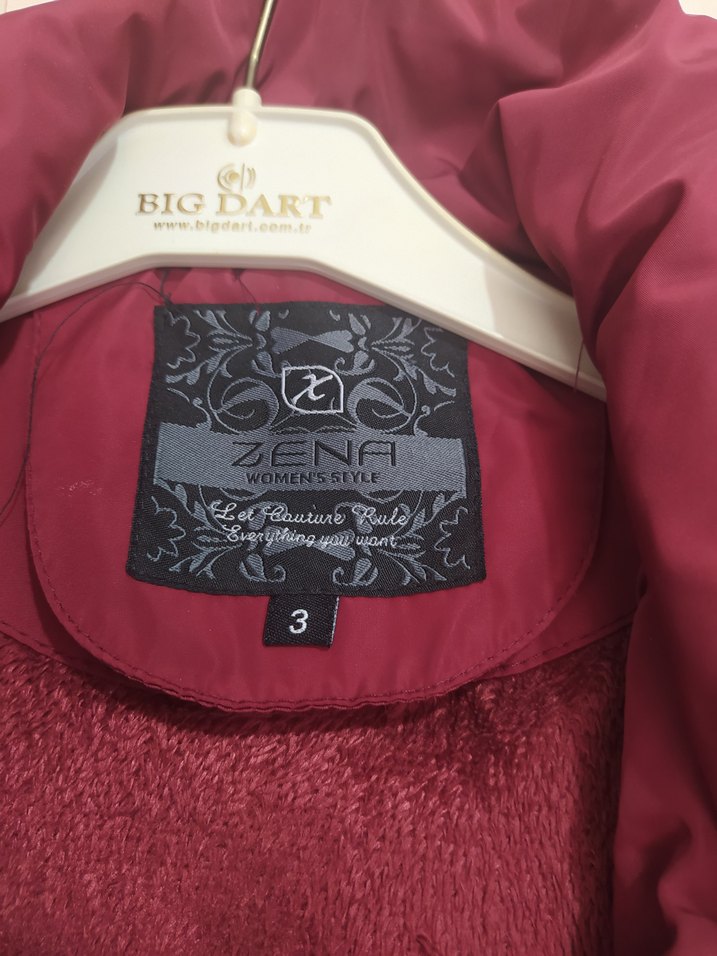 Bordo Fermuarlı Kadın Midi Ceket - Görsel 3