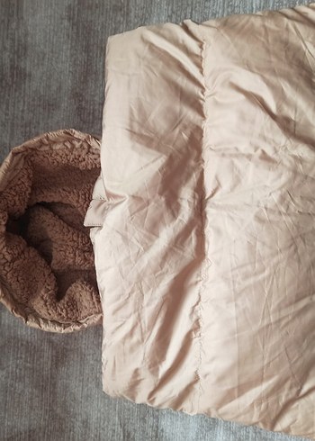 Kürklü Kapüşonlu Bej Kadın Kış Montu - Görsel 4