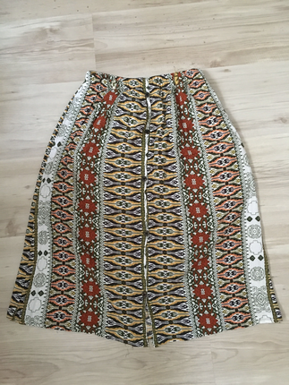 Etnik Esintiler Düğmeli Etek