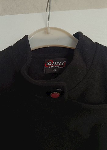 Düğmeli Siyah Uzun kaşe Kaban - Görsel 8