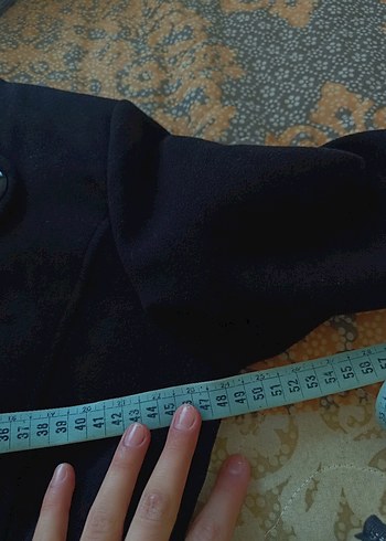 Düğmeli Siyah Uzun kaşe Kaban - Görsel 5