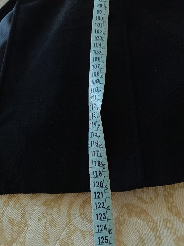 Düğmeli Siyah Uzun kaşe Kaban - Görsel 4