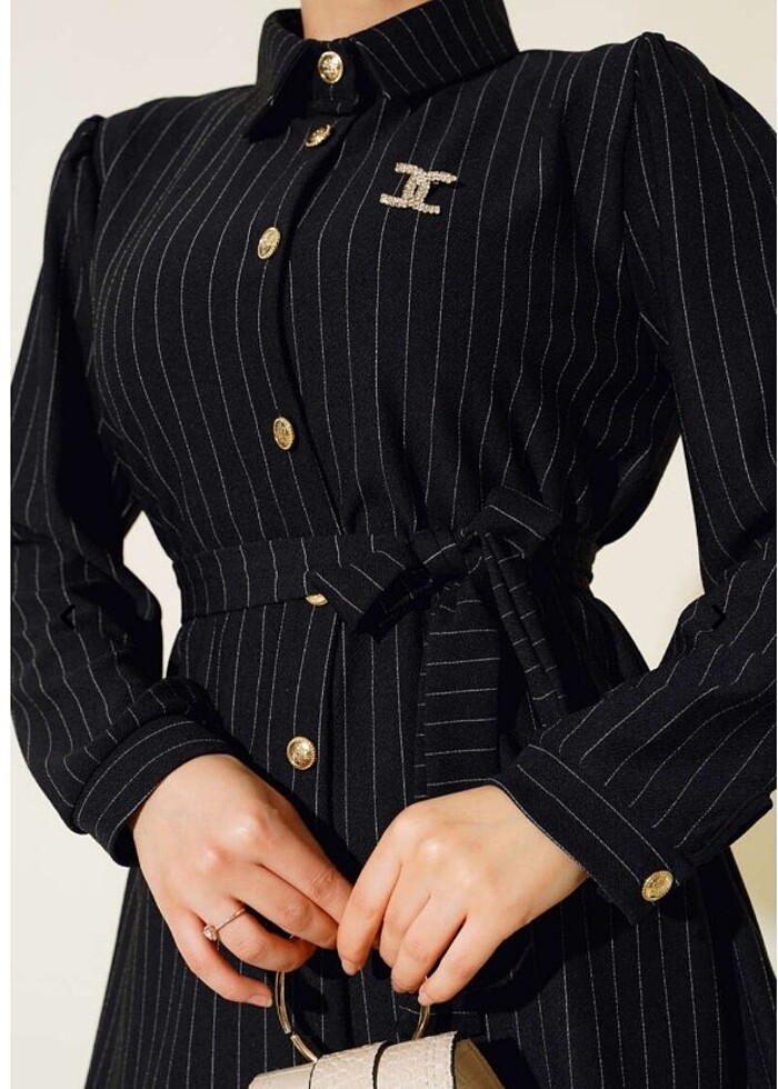 Tesettür Çizgili takım - Görsel 4