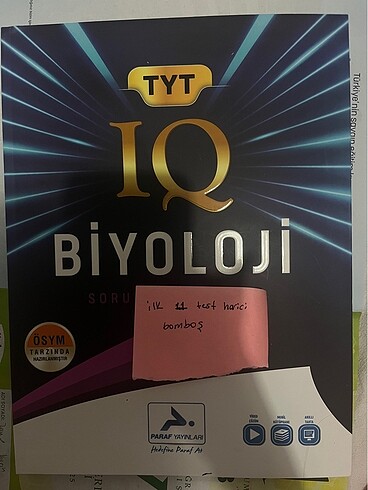 tyt biyoloji soru banakası paraf