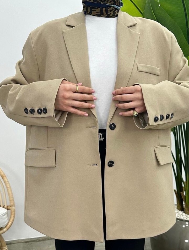 Açık kahverengi blazer ceket - Görsel 2