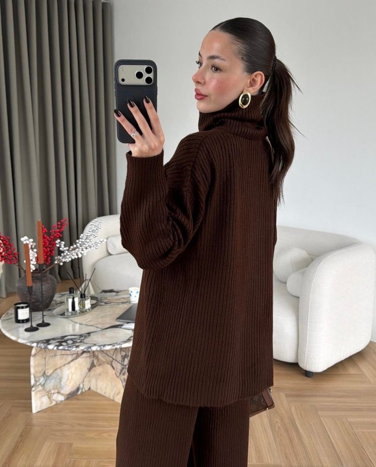 Acı kahve triko takım - Görsel 3