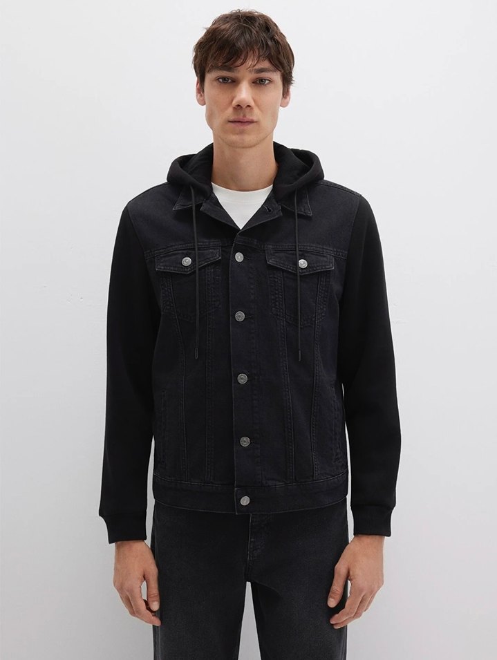 Mavi siyah jean ceket - Görsel 3