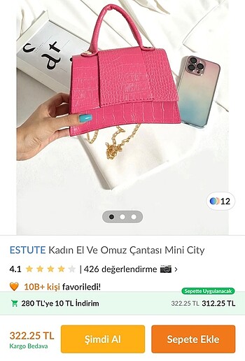 Zincirli pembe çanta