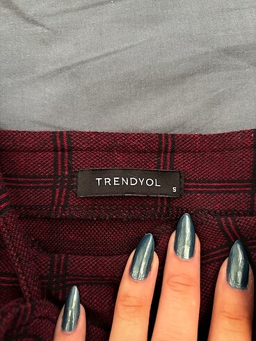 s Beden Trendyolmilla Bordo Kareli Mini Elbise