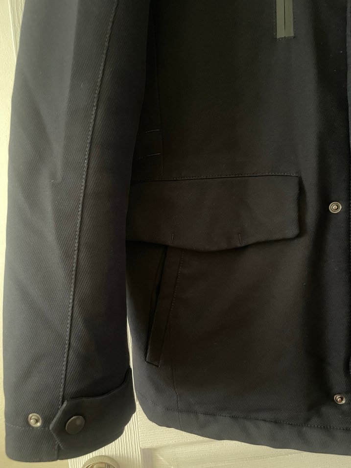 Erkek Siyah Midi Boy Fermuarlı Ceket L beden - Görsel 2