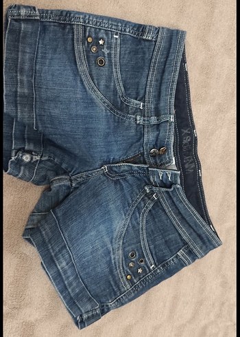 Düğmeli Mavi Kadın Mini Denim Şort