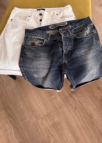 Erkek Beyaz ve jean Denim Mini Şort - Görsel 4