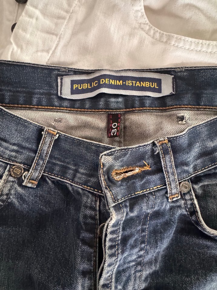 Erkek Beyaz ve jean Denim Mini Şort - Görsel 3