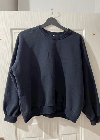 Lacivert Kadın Sweatshirt, Yuvarlak Yaka, Rahat Kesim