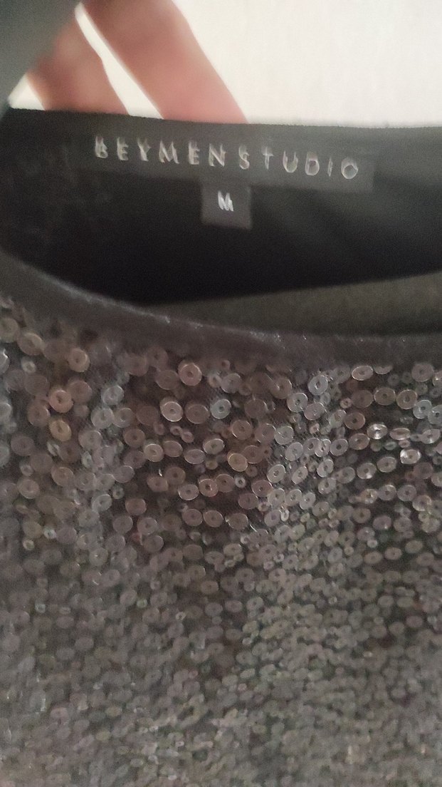 Siyah Payetli Midi Elbise - Görsel 3