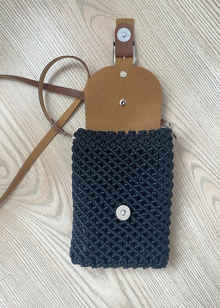 Makrome telefonluk Deri Çanta - Görsel 3