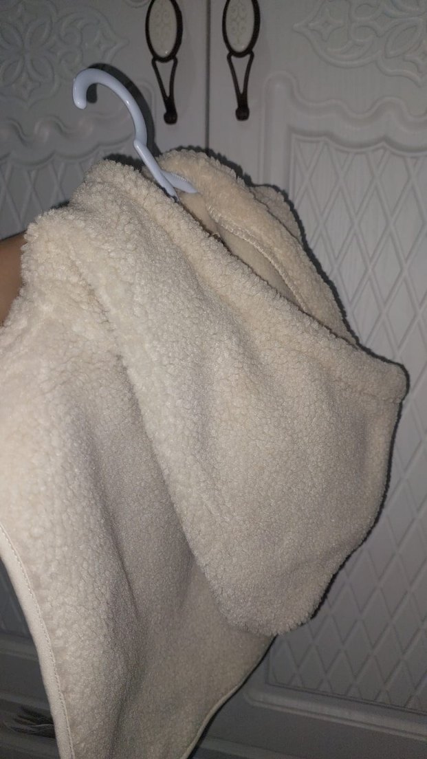 HM Unisex Kapüşonlu Fermuarlı Bej Panço 2 5 yaş uygun - Görsel 3